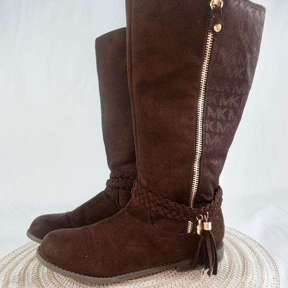 Michael Kors Other - Michael Kors Finley Chocolate Brown Winter Fall Boots Gold Zipper Girls 4